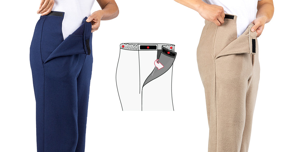 Side opening pants line art and real demonstrations