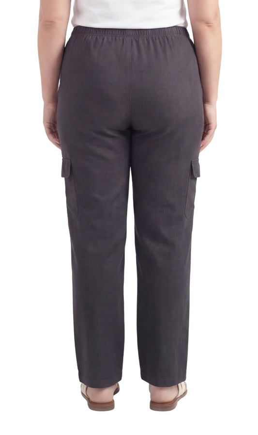 Women's Lightweight Elastic Stretch Waist Casual Denim Pull-on Cargo Pants - Silverts 2