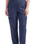 Women's Lightweight Elastic Stretch Waist Casual Denim Pull-on Cargo Pants - Silverts 9