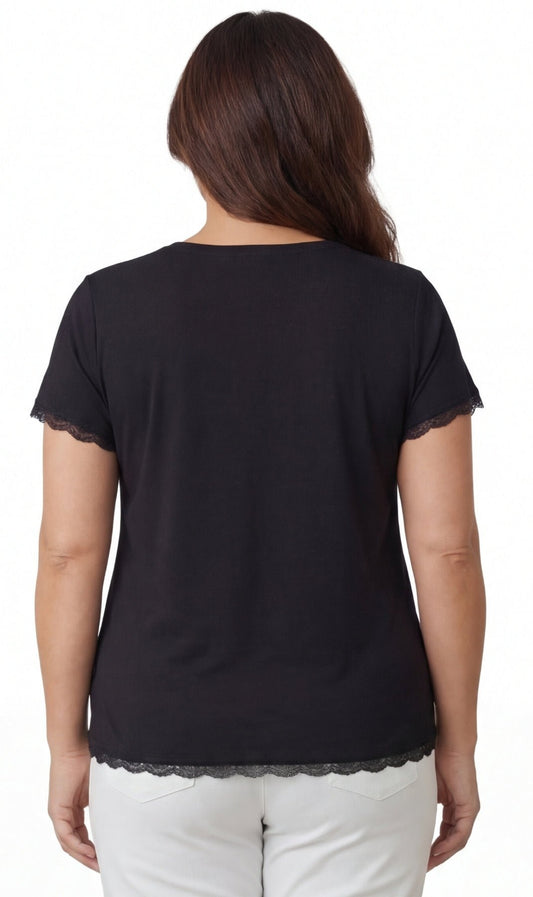 Women's V-neck Short Sleeve Tshirt with A Three Button Placket - Silverts 2
