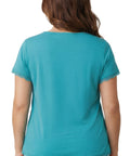 Women's V-neck Short Sleeve Tshirt with A Three Button Placket - Silverts 6