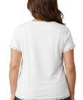 Women's V-neck Short Sleeve Tshirt with A Three Button Placket
