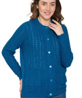 Women's Button Front Crochet Pointelle Cardigan with Pockets - Silverts 7