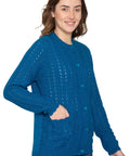 Women's Button Front Crochet Pointelle Cardigan with Pockets - Silverts 10