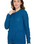 Women's Button Front Crochet Pointelle Cardigan with Pockets - Silverts 9