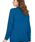 Women's Button Front Crochet Pointelle Cardigan with Pockets - Silverts 8