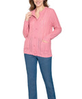 Women's Button Front Crochet Pointelle Cardigan with Pockets - Silverts 17