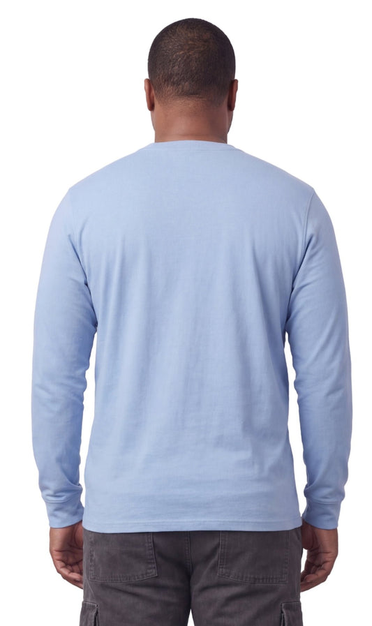 Men's Long Sleeve Henley shirt in cotton blend with 3 Button Placket & Chest Pocket - Silverts 2