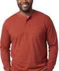Men's Long Sleeve Henley shirt in cotton blend with 3 Button Placket & Chest Pocket