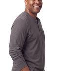 Men's Long Sleeve Henley shirt in cotton blend with 3 Button Placket & Chest Pocket