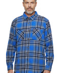 Men's Heathered Fleece Overshirt with Chest Pockets and Tortoise-shell patterned Buttons