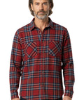 Men's Heathered Fleece Overshirt with Chest Pockets and Tortoise-shell patterned Buttons