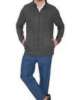 Mens Sherpa Fleece Lined Zip Front Sweater Jacket - Silverts 6