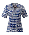 Women's Open Back Zipped Neckline Collared Top
