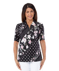 Women's Open Back Zipped Neckline Collared Top
