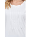 Women's Short Sleeve Cotton Knit T-shirt in Pintuck Style