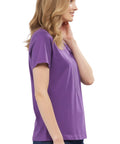 Women's Short Sleeve Cotton Knit T-shirt in Pintuck Style - Silverts 2