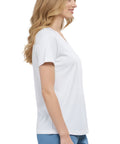 Women's Short Sleeve Cotton Knit T-shirt in Pintuck Style - Silverts 23