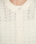 Women's Button Front Crochet Pointelle Cardigan with Pockets