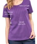 Women's Short Sleeve Cotton Knit T-shirt in Pintuck Style