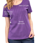 Women's Short Sleeve Cotton Knit T-shirt in Pintuck Style - Silverts 3