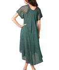 Sakkas Egan Women's Long Embroidered Caftan Dress / Cover Up With Embroidered Cap Sleeves
