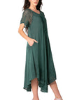 Sakkas Egan Women's Long Embroidered Caftan Dress / Cover Up With Embroidered Cap Sleeves