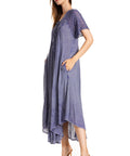 Sakkas Egan Women's Long Embroidered Caftan Dress / Cover Up With Embroidered Cap Sleeves
