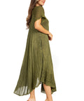 Sakkas Egan Women's Long Embroidered Caftan Dress / Cover Up With Embroidered Cap Sleeves