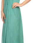 Sakkas Egan Women's Long Embroidered Caftan Dress / Cover Up With Embroidered Cap Sleeves