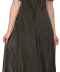 Sakkas Egan Women's Long Embroidered Caftan Dress / Cover Up With Embroidered Cap Sleeves