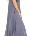 Sakkas Egan Women's Long Embroidered Caftan Dress / Cover Up With Embroidered Cap Sleeves