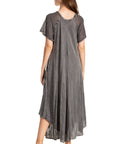 Sakkas Egan Women's Long Embroidered Caftan Dress / Cover Up With Embroidered Cap Sleeves
