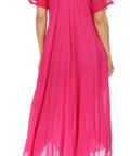 Sakkas Egan Women's Long Embroidered Caftan Dress / Cover Up With Embroidered Cap Sleeves