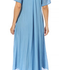 Sakkas Egan Women's Long Embroidered Caftan Dress / Cover Up With Embroidered Cap Sleeves