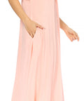 Sakkas Egan Women's Long Embroidered Caftan Dress / Cover Up With Embroidered Cap Sleeves