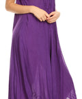 Sakkas Egan Women's Long Embroidered Caftan Dress / Cover Up With Embroidered Cap Sleeves