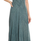 Sakkas Egan Women's Long Embroidered Caftan Dress / Cover Up With Embroidered Cap Sleeves