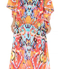 Sakkas Georgettina Flowy Rhinestone V Neck Long Caftan Dress/Cover Up
