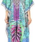 Sakkas Georgettina Flowy Rhinestone V Neck Long Caftan Dress/Cover Up