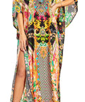 Sakkas Georgettina 2025 Flowy Rhinestone V Neck Long Caftan Dress / Cover Up