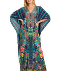 Sakkas Georgettina 2025 Flowy Rhinestone V Neck Long Caftan Dress / Cover Up