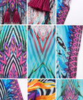 Sakkas Georgettina Flowy Rhinestone V Neck Long Caftan Dress/Cover Up