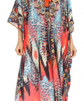Sakkas Georgettina Flowy Rhinestone V Neck Long Caftan Dress/Cover Up