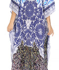 Sakkas Georgettina Flowy Rhinestone V Neck Long Caftan Dress/Cover Up