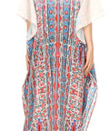 Sakkas Georgettina Flowy Rhinestone V Neck Long Caftan Dress/Cover Up