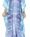 Sakkas Georgettina Flowy Rhinestone V Neck Long Caftan Dress/Cover Up