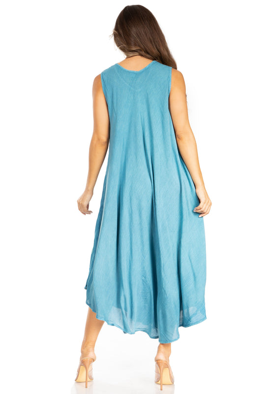Sakkas Starlight Fourth Women's Tie Dye Caftan Tank Dress/Cover Up Beach Kaftan