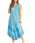 Sakkas Starlight Fourth Women's Tie Dye Caftan Tank Dress/Cover Up Beach Kaftan