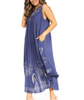 Sakkas Starlight Fourth Women's Tie Dye Caftan Tank Dress/Cover Up Beach Kaftan